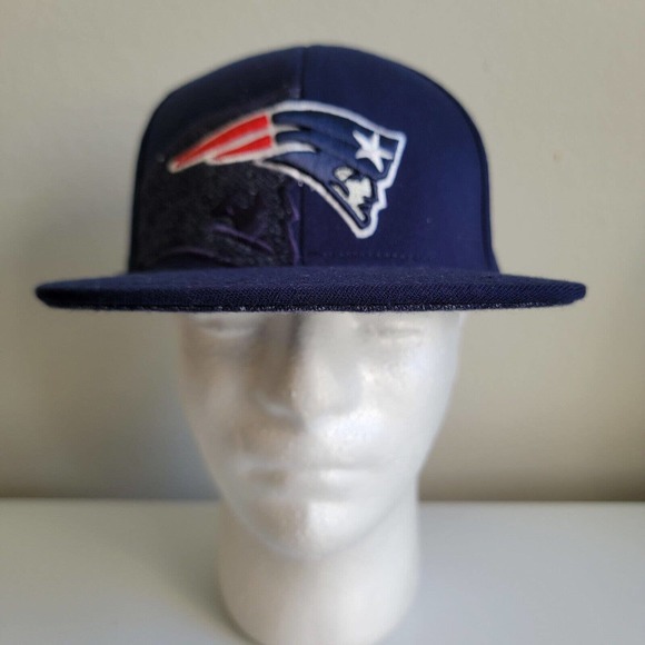 New England Patriots Reebok NFL Sideline Flex Fit Hat Cap Size L/ XL Blue Shadow - Picture 1 of 8